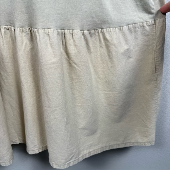 Zara Ruched Dress Stonewashed Ivory Womens Small Cottagecore Casual Beach Tiered - Picture 5 of 10